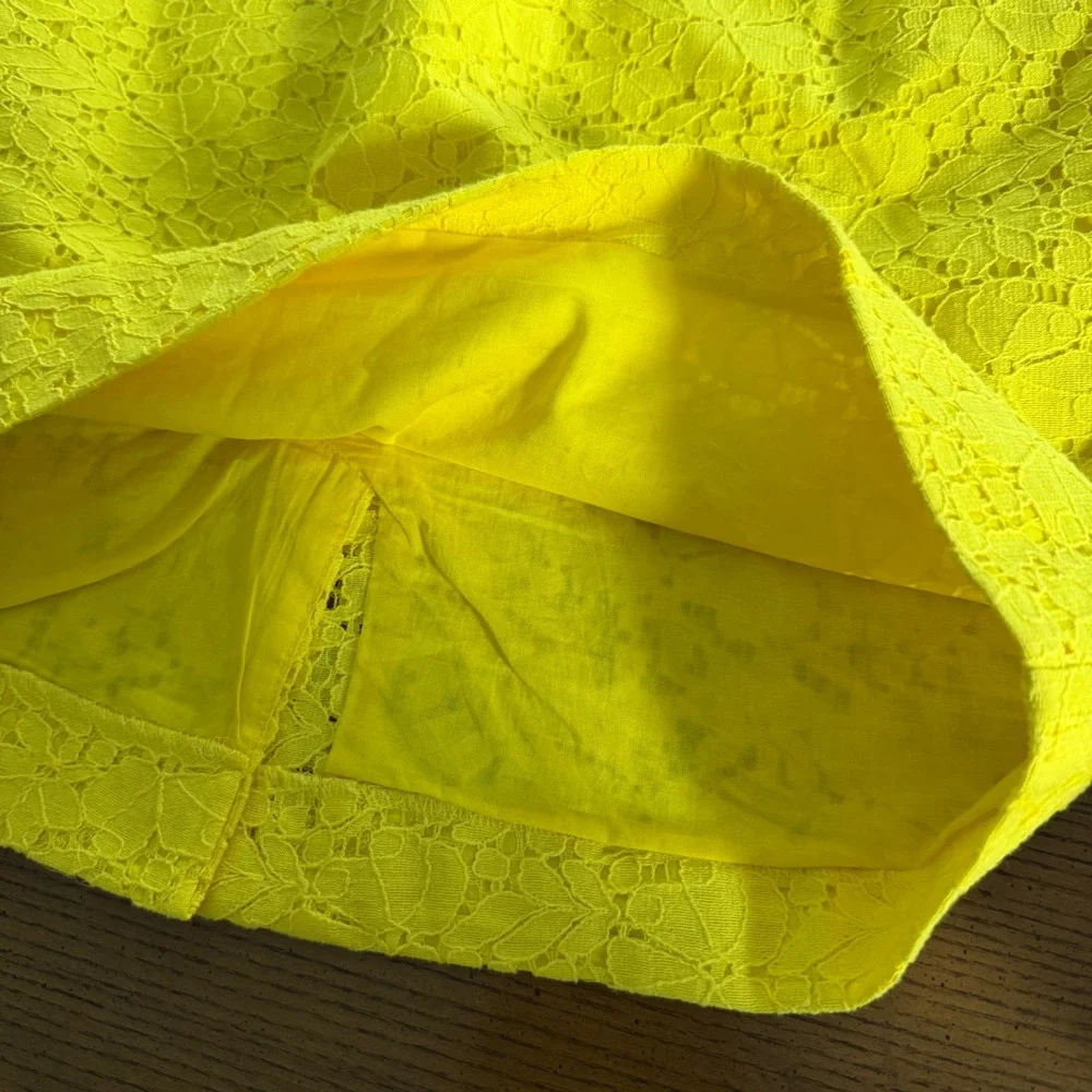 J. Crew Lucille Dress Yellow Floral‎ Lace Overlay Sleeveless Cotton Classic SZ 4